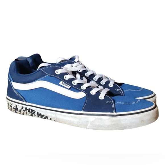 Vans Other - Vans Men's Low-Top Trainers Sneaker Off the Wall Sidewall True Blue White SZ 12